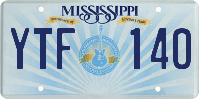 MS license plate YTF140