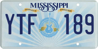 MS license plate YTF189