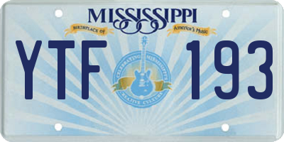 MS license plate YTF193