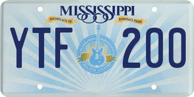 MS license plate YTF200