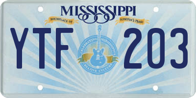 MS license plate YTF203