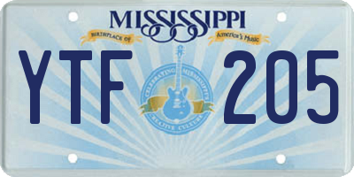 MS license plate YTF205