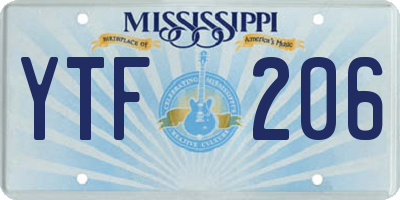 MS license plate YTF206