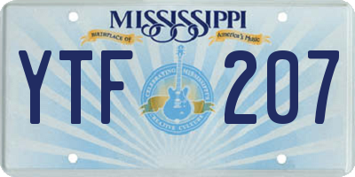 MS license plate YTF207