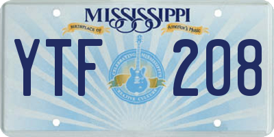 MS license plate YTF208