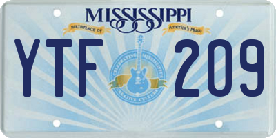 MS license plate YTF209