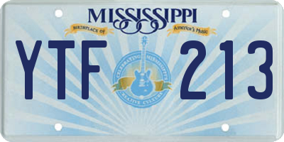 MS license plate YTF213