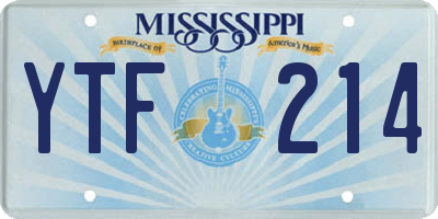 MS license plate YTF214