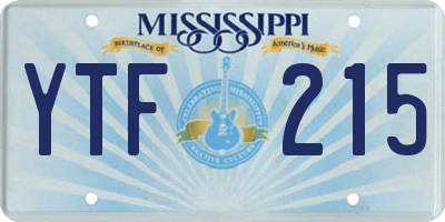 MS license plate YTF215