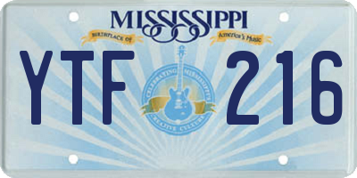 MS license plate YTF216