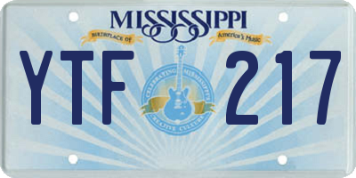 MS license plate YTF217