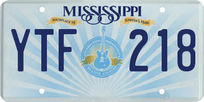 MS license plate YTF218