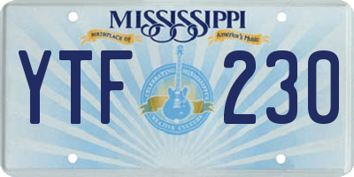 MS license plate YTF230