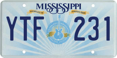 MS license plate YTF231