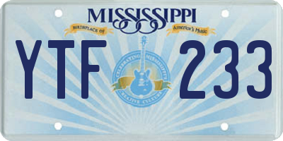 MS license plate YTF233