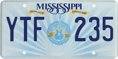 MS license plate YTF235
