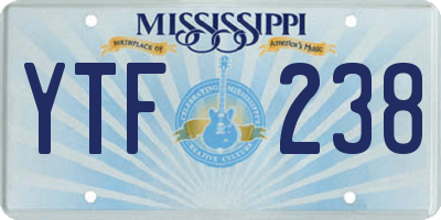 MS license plate YTF238