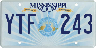 MS license plate YTF243