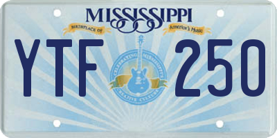 MS license plate YTF250