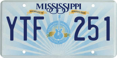MS license plate YTF251