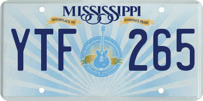 MS license plate YTF265