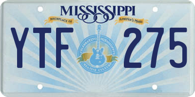 MS license plate YTF275
