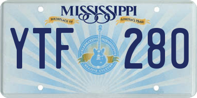MS license plate YTF280
