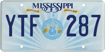 MS license plate YTF287