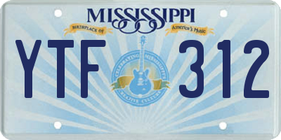 MS license plate YTF312
