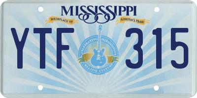 MS license plate YTF315