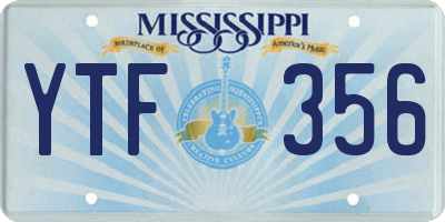 MS license plate YTF356