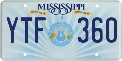MS license plate YTF360
