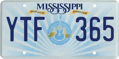 MS license plate YTF365