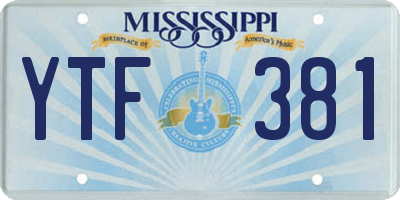 MS license plate YTF381