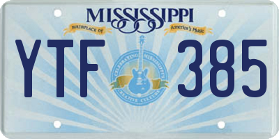 MS license plate YTF385