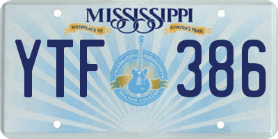 MS license plate YTF386