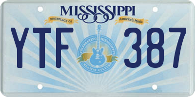 MS license plate YTF387