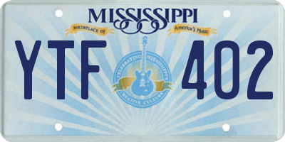 MS license plate YTF402