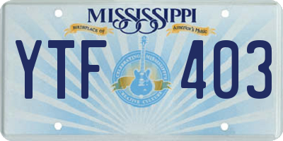 MS license plate YTF403