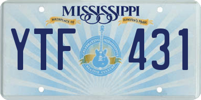 MS license plate YTF431
