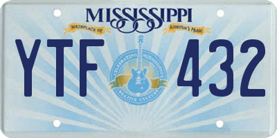 MS license plate YTF432