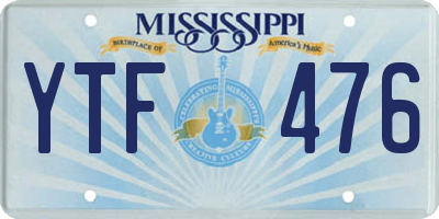 MS license plate YTF476