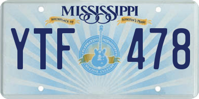 MS license plate YTF478