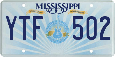MS license plate YTF502