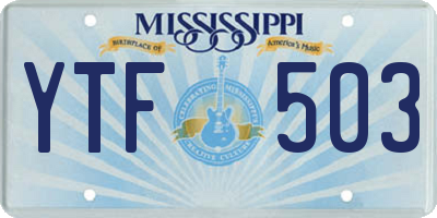 MS license plate YTF503