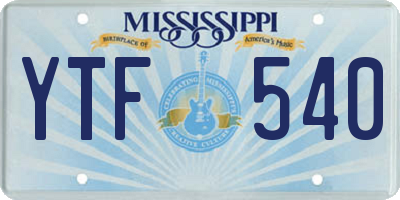 MS license plate YTF540