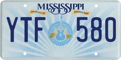 MS license plate YTF580