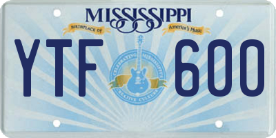 MS license plate YTF600
