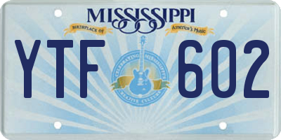 MS license plate YTF602
