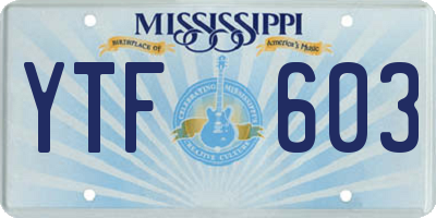 MS license plate YTF603